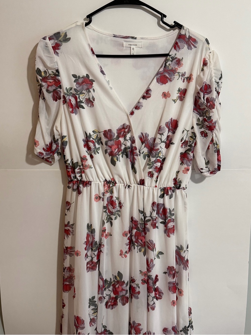 Maurices White Mini Dress with Red Floral Print
